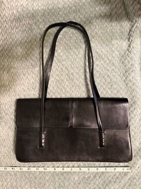 Alfani Black Leather Double-Strap Shoulder Bag